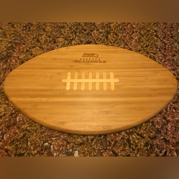 Seattle Seahawks Football-Shaped Cutting Board - Picture 3 of 6